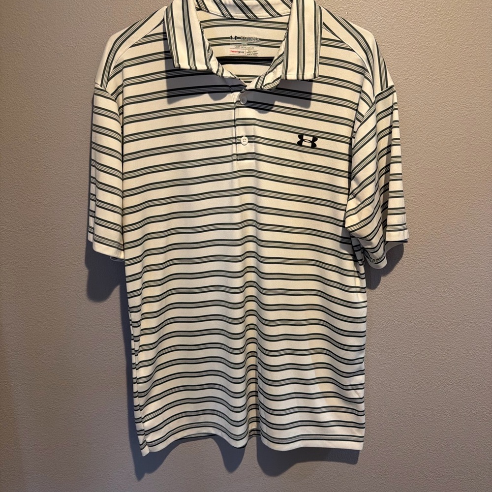 Under Armour Men's Polo with Black/Gray Stripes